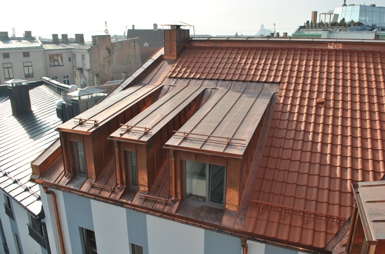 Tiling and copper roof in Vecrīga (Old Town of Riga)